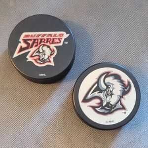 Vintage Late 90s Buffalo Sabres Hockey Pucks